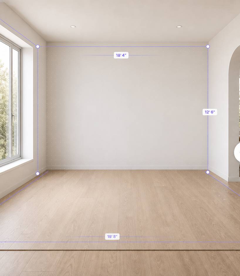 Empty living room with bare walls and floor